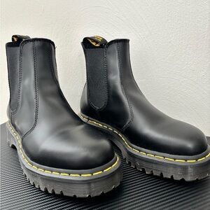 Dr. Martens Black Chelsea Boots with Yellow Stitching